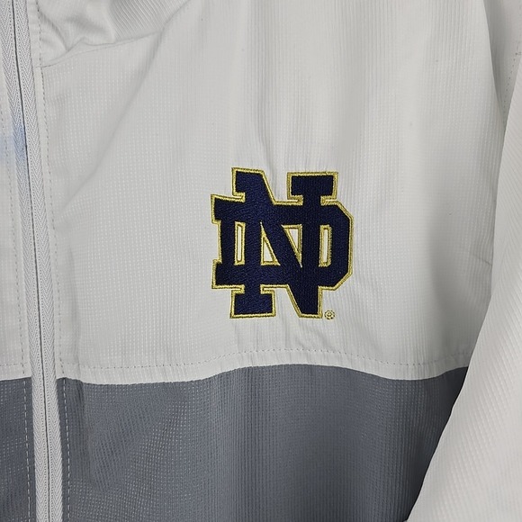 Under Armour Notre Dame Jacket XL White Windbreaker Hooded Full Zip Football - Picture 6 of 15